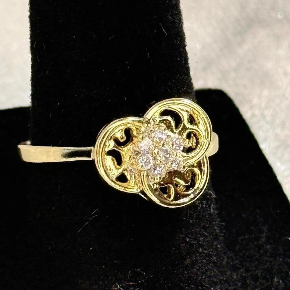 18K Gold Plated Stainless Steel CZ Ring Size 5 | Tarnish Resistant